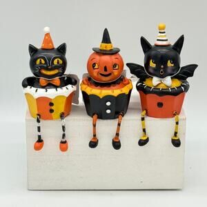 Johanna Parker Cupcake Sitters Halloween Bat Cat Pumpkin Set of 3 New